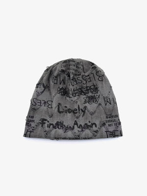Slouchy Beanie – graue Beanie, flach liegend, Vorderansicht | XoKool