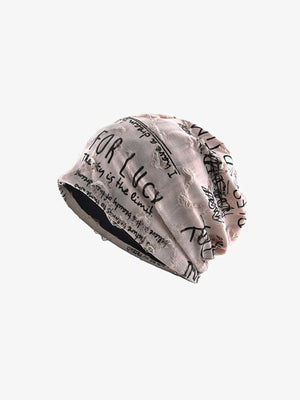 Slouchy Beanie aus dünnem Jersey mit Schriftzug-Print – rosa Beanie, Seitenansicht | XoKool