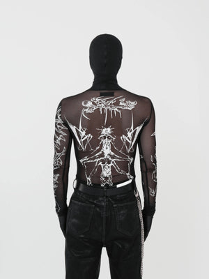 Mesh long sleeve top – on model, back | XoKool