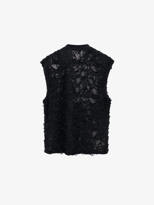 Shredded Gothic Tank Top with Star Panels – Black, back flat | XoKool