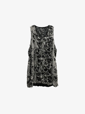 Zerrissenes Strick-Tanktop im Layer-Look in Grau und Schwarz – Grau/Schwarz, Vorderansicht | XoKool