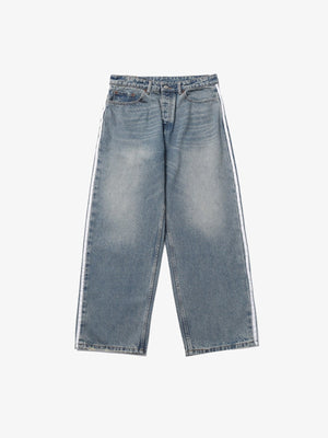 Side Stripe Jeans – Blue, front flat | XoKool