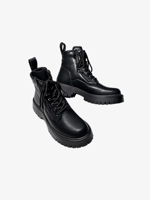 Chunky Combat Boots mit Seitenreißverschluss und Schnürung – Paar in der Produktansicht | XoKool