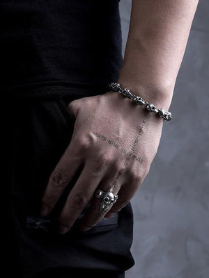 Skull Link Bracelet with Toggle Clasp – on model wrist | XoKool
