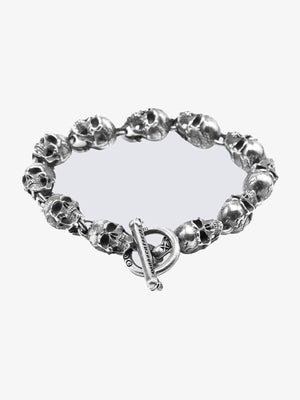 Skull Link Bracelet with Toggle Clasp – product view, full bracelet | XoKool