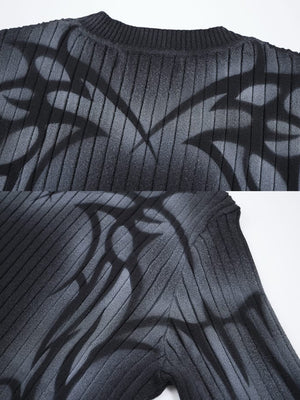 Slim tribal sweater – Black, graphic close-up | XoKool