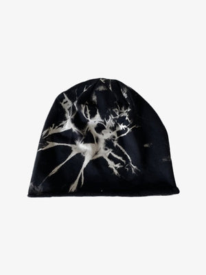 Slouchy Tie Dye Jersey Beanie – Schwarz, Vorderansicht | XoKool