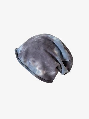 Slouchy Tie Dye Jersey Beanie – Blaugrau Tie-Dye, seitlich | XoKool