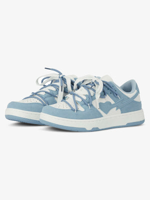 Light Blue Heart Sneakers with Double Laces – pair, side | XoKool
