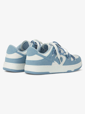 Light Blue Heart Sneakers with Double Laces – pair, back angled | XoKool