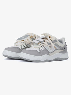 Chunky Skate Shoes with Puffy Letter Patches – Grey pair, side | XoKool