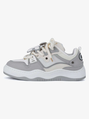 Chunky Skate Shoes with Puffy Letter Patches – Grey, side | XoKool