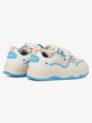 Letter patch skate shoes – Blue pair, back three-quarter | XoKool