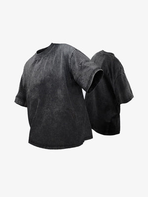 Snow Wash Boxy Cropped T-Shirt – Black | XoKool