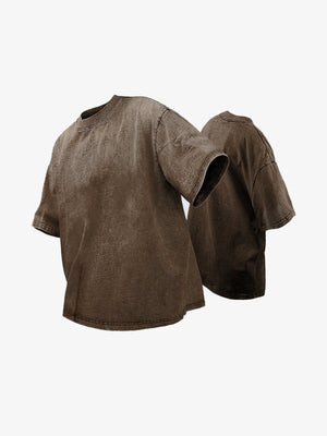 Snow wash boxy tee – Brown | XoKool