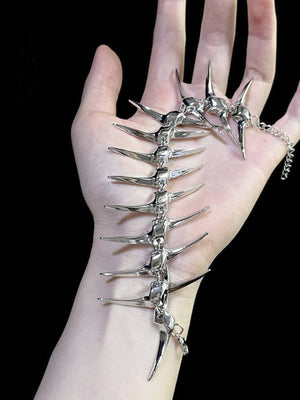 Spiked Centipede Link Bracelet and Hand Chain – on palm side of hand | XoKool