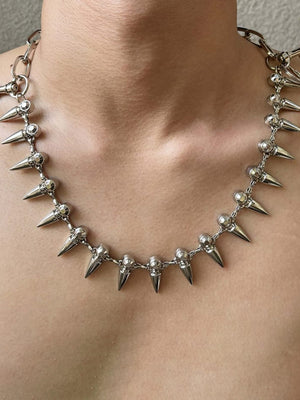 Spiked Double Chain Necklace and Pants Chain – worn as necklace on model | XoKool