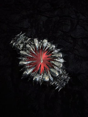 Spiked gothic watch – Red dial on dark texture, alt | XoKool