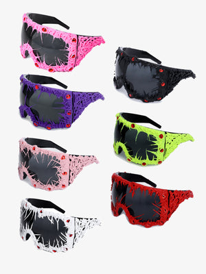 Shield-Sonnenbrille mit Spikes – alle Farben im Raster | XoKool