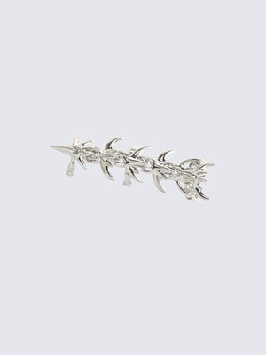 Spiked Spine Ring für den ganzen Finger in Silberoptik – schräge Seitenansicht | XoKool