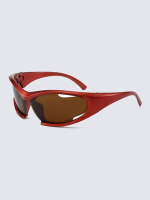 Sport-Wrap-Sonnenbrille mit Shield-Gläsern in sechs Farben – Rot, schräge Ansicht | XoKool