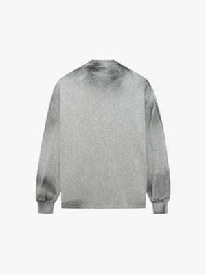 Sweatshirt mit Spray Paint Letter Graphic – Heather Grau, hinten flach | XoKool
