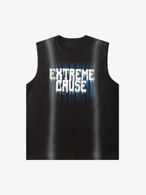 Camiseta sin mangas con pintura en spray – Negro, vista frontal | XoKool