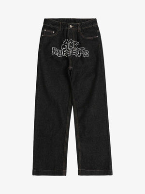 Jeans mit Stern-Print – Schwarz, Vorderansicht | XoKool