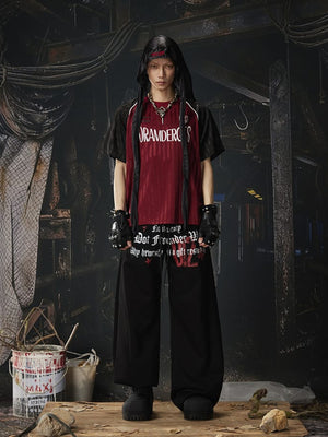 Graphic sweatpants – Black, on model with hood | XoKool
