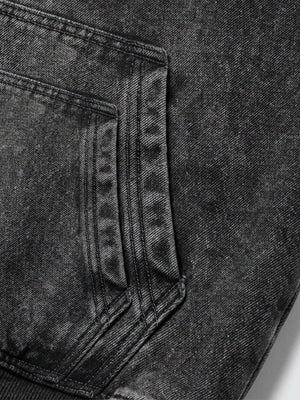 Fur trim zip up hoodie – pocket stitching close-up | XoKool