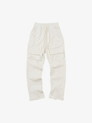 Cargo-Jogginghose mit geradem Bein und Kordelzug – Hafer, Vorderseite flach | XoKool