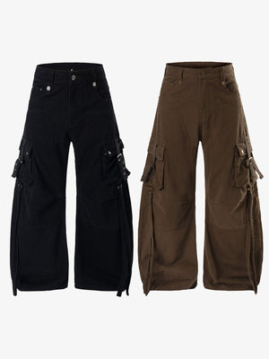 Strap cargo pants – Black and Brown, side by side | XoKool