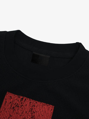 Camiseta de manga larga de waffle con cruz – detalle del interior del cuello | XoKool