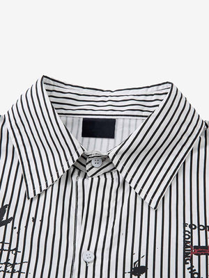 Camisa de raya diplomática con capas y estampado de salpicaduras – detalle del cuello | XoKool