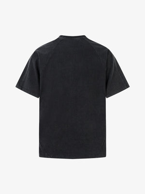 Washed Black Raglan Tee with Tonal Chest Embroidery – Washed Black, back | XoKool