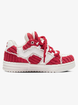 Rote Cord-Sneaker – Seitenansicht | XoKool