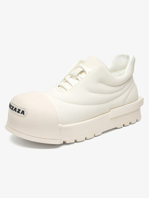 Gesteppte Puffy Plateau-Sneaker mit Big Toe Cap – Cremeweiß, Seitenansicht | XoKool