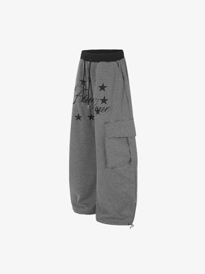 Striped Cargo Sweatpants with Star Print – Side flat | XoKool