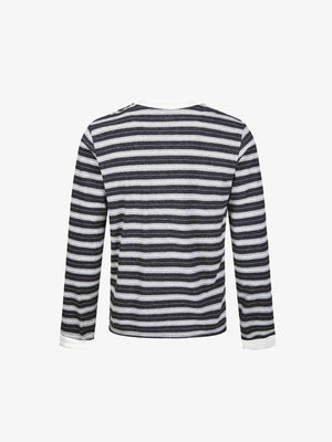 Gestreiftes Henley – Marineblau gestreift, Rückansicht | XoKool