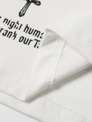 Gothic T-Shirt mit gestreiften Ärmeln – Schriftzug am Saum im Detail | XoKool