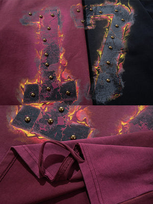 Studded Flame Longsleeve – 17 Flame-Print und Saum Nahaufnahme | XoKool