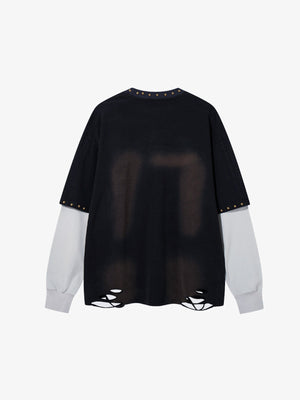 Studded Flame 17 Layered Longsleeve – Schwarz, Rückansicht | XoKool