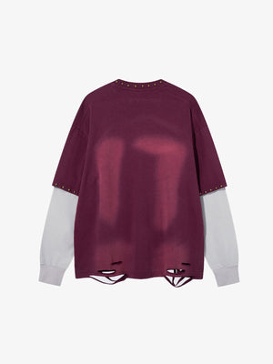 Studded Flame 17 Layered Longsleeve – Burgunderrot, Rückansicht | XoKool
