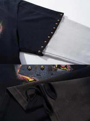 Studded Flame Longsleeve – Schulternieten und Saum Nahaufnahme | XoKool