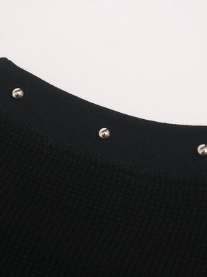 Studded Portrait Tee – neckline studs close-up | XoKool