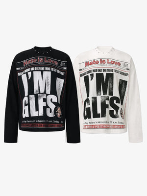 Studded newspaper tee – both colors side by side | XoKool