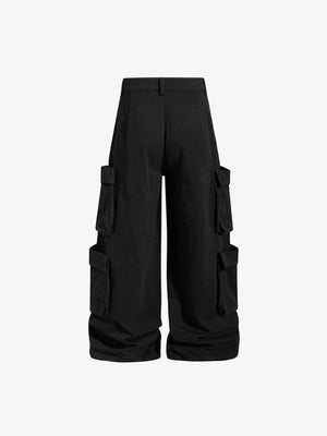 Studded cargo pants – Black, back flat | XoKool