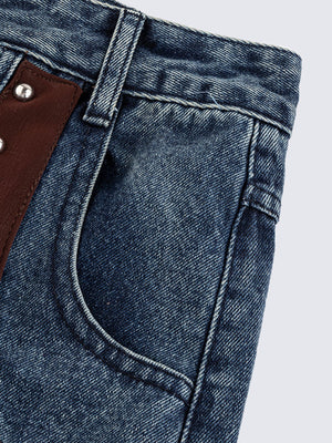 Wide Leg Jeans mit Nieten – Nahaufnahme der vorderen Tasche | XoKool