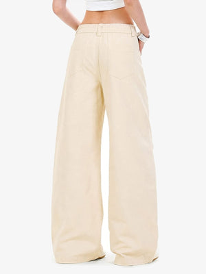 Studded wide leg pants – Cream, on model, back | XoKool