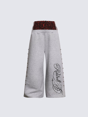 Studded sweatpants – Grey, front view | XoKool